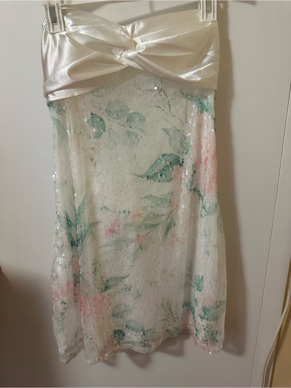 Satin Sequin Floral Dress
